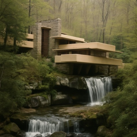 Organic arquitecture: a house in the woods and waterfall